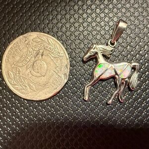 925 Opal Southwestern Horse Pendant